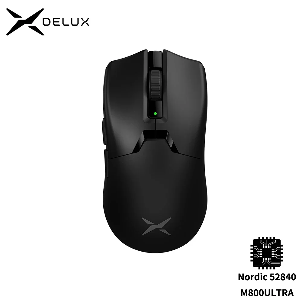 Delux M800 Ultra Lightweight 49g PAW3395 Wireless Bluetooth Tri-Mode Gaming Mouse 26000DPI 4K Compatible Macro Mice For PC Gamer