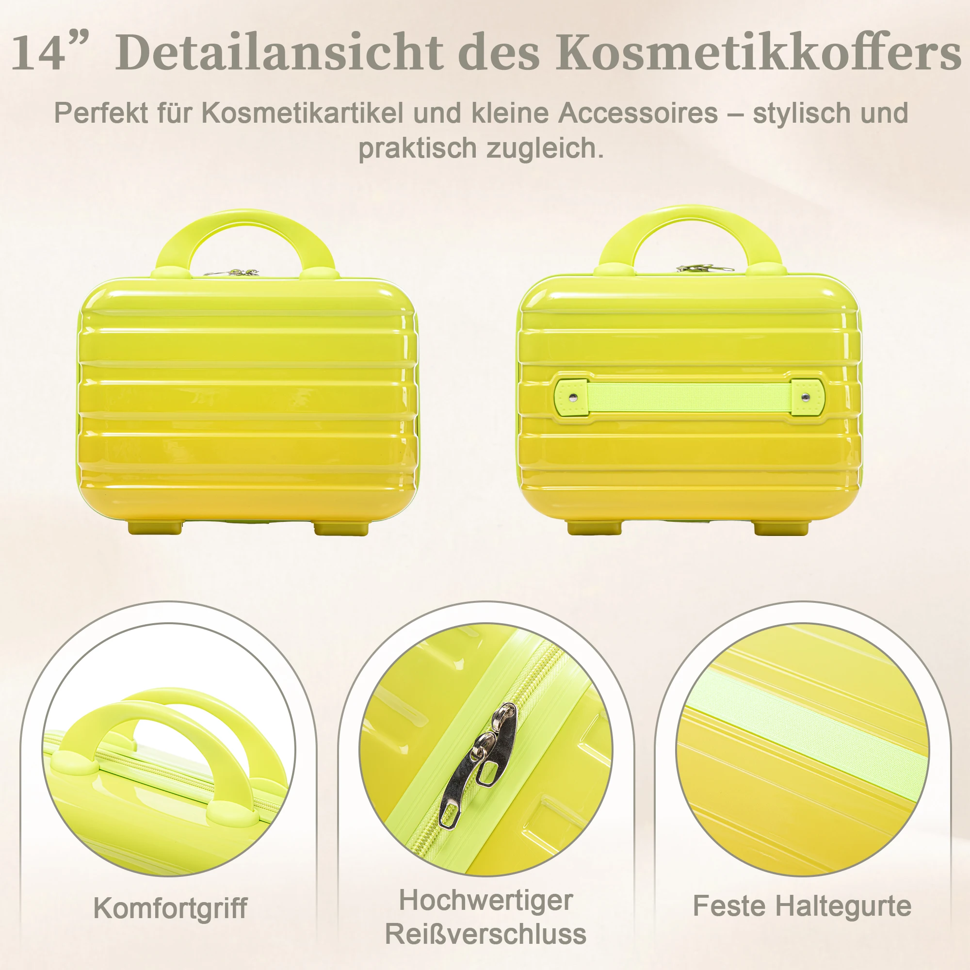 14"/20" 2-teiliges PC-Spinner-Kofferset mit Zahlenschloss & 360°-Drehung ° Doppelte Geräuscharme Drehräder – Detail 8