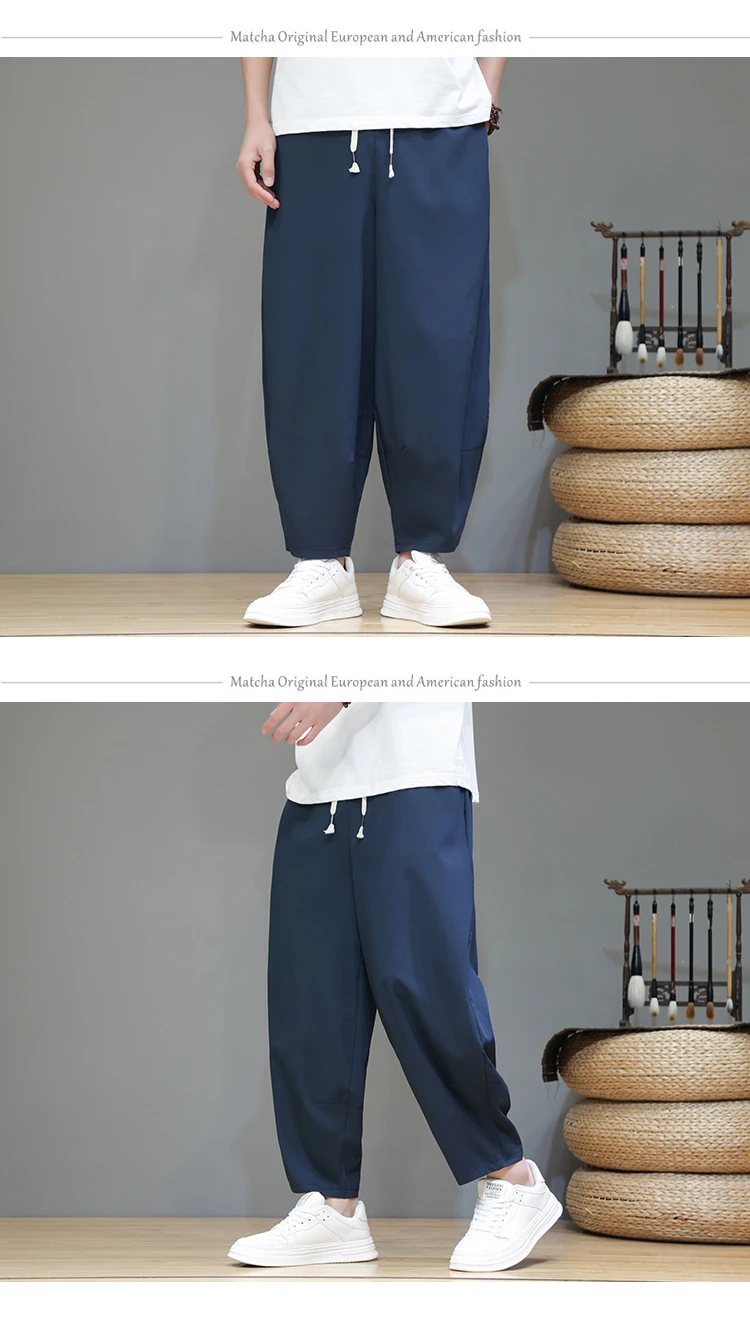 Description Picture 4 of itemMen Harem Jogger Pants Vintage Trousers Male Casual Lightweight Pants Spring Summer Men Wide-leg Pants Streetwear Large Size 5XL