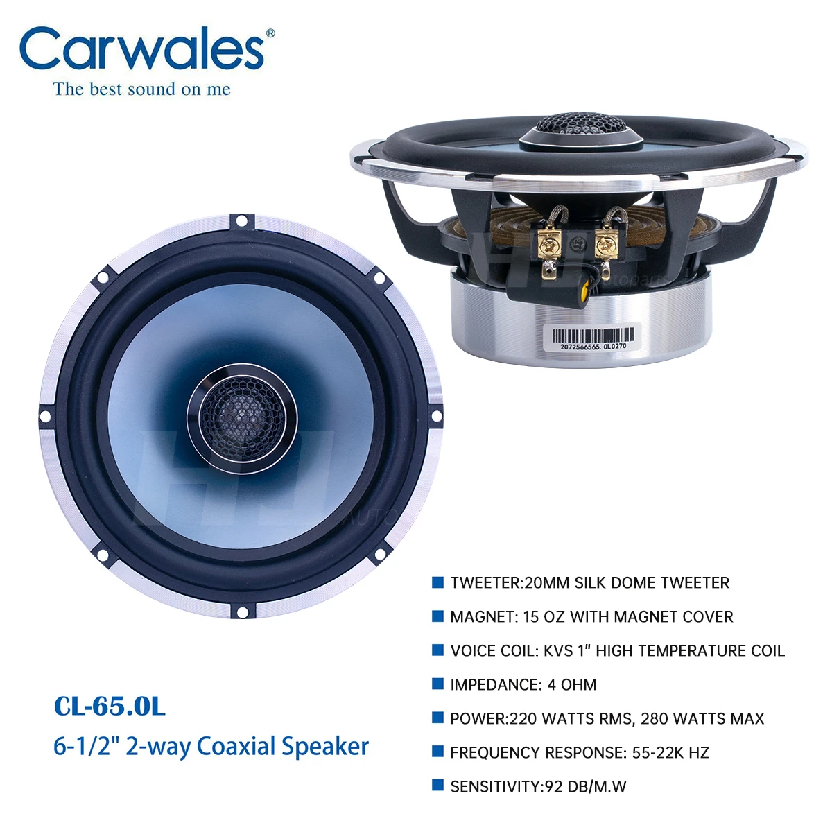 2pcs Car 6.5" 2way Coaxial Speaker 6.5 Inch Treble Mid Bass Audio