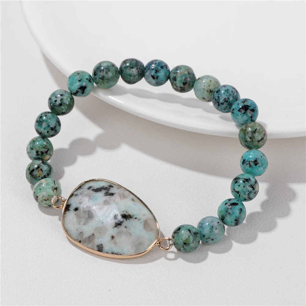 Pulsera de cuentas de gemas curativas para hombre y mujer, brazalete elástico de cristal, piedra facetada Natural, joyería masculina, meditación