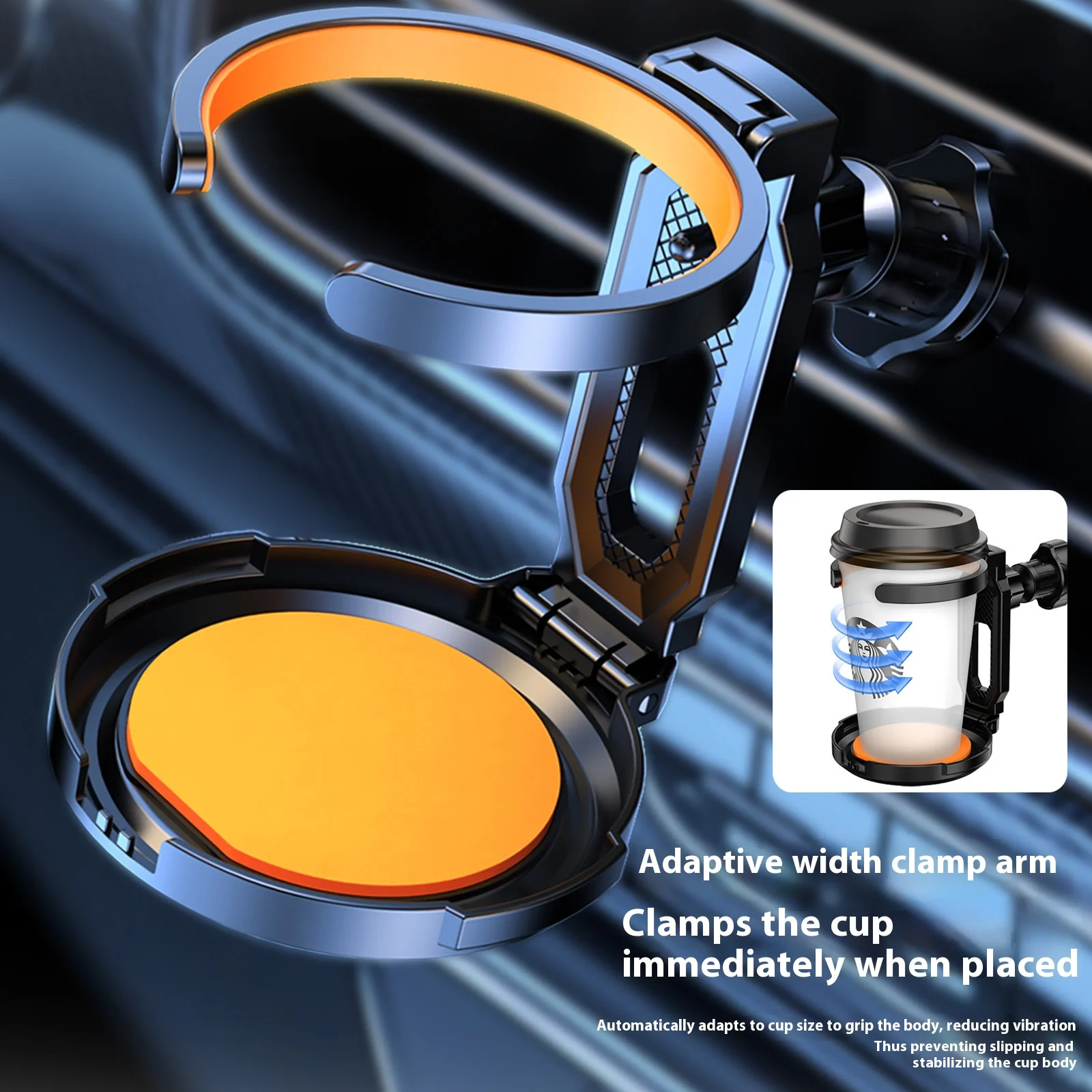 1pc 음료 홀더 자동차 내구성 ABS 다기능 접이식 컵 및 재떨이-벤트 마운트 커피병 머그컵 자동차 액세서리