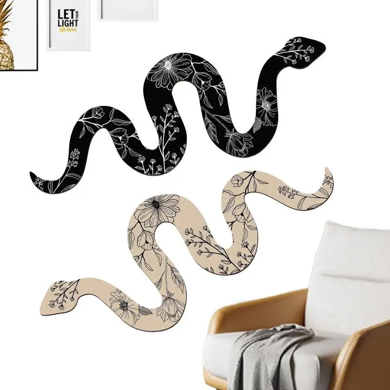 

Snake Decor Boho Black And White Floral Wall Decor Goth Decor Snake Wall Hung Halloween Christmas Decor For Door Mirror Wall
