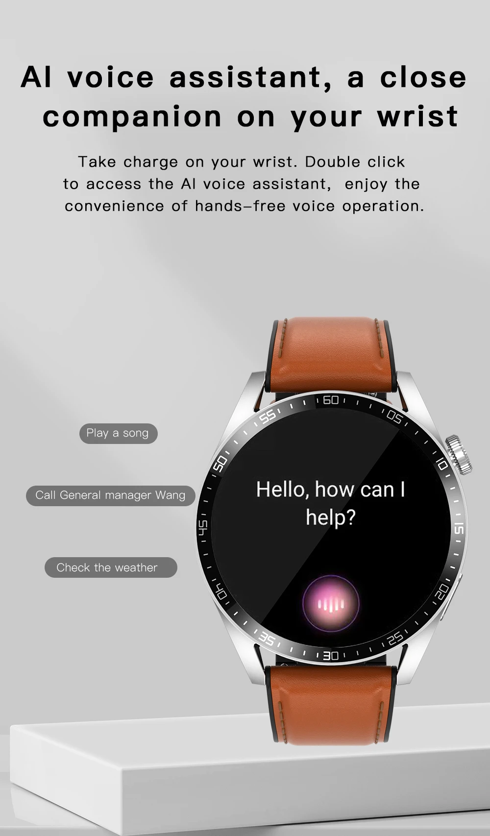 2020 New Smart Watch BT Calling Music Player AI Vice NFC Assistant Heart Rate Blood Oxygen Men Smartwatch Health Tracker+Box