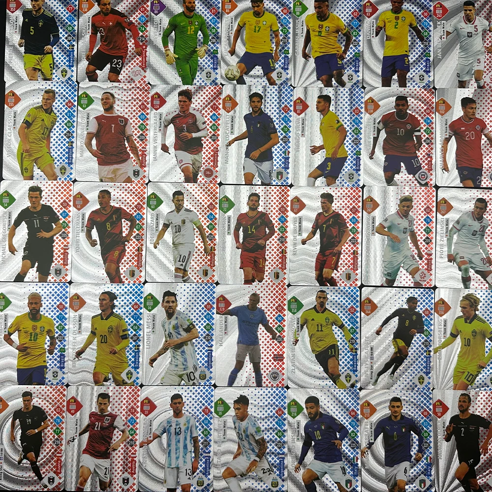 Cartes de football Rick, carte en feuille d'or, noir et argent, collection  anglaise, véritable jeu Messi Kylian Mbappe, jouets, 50 pièces