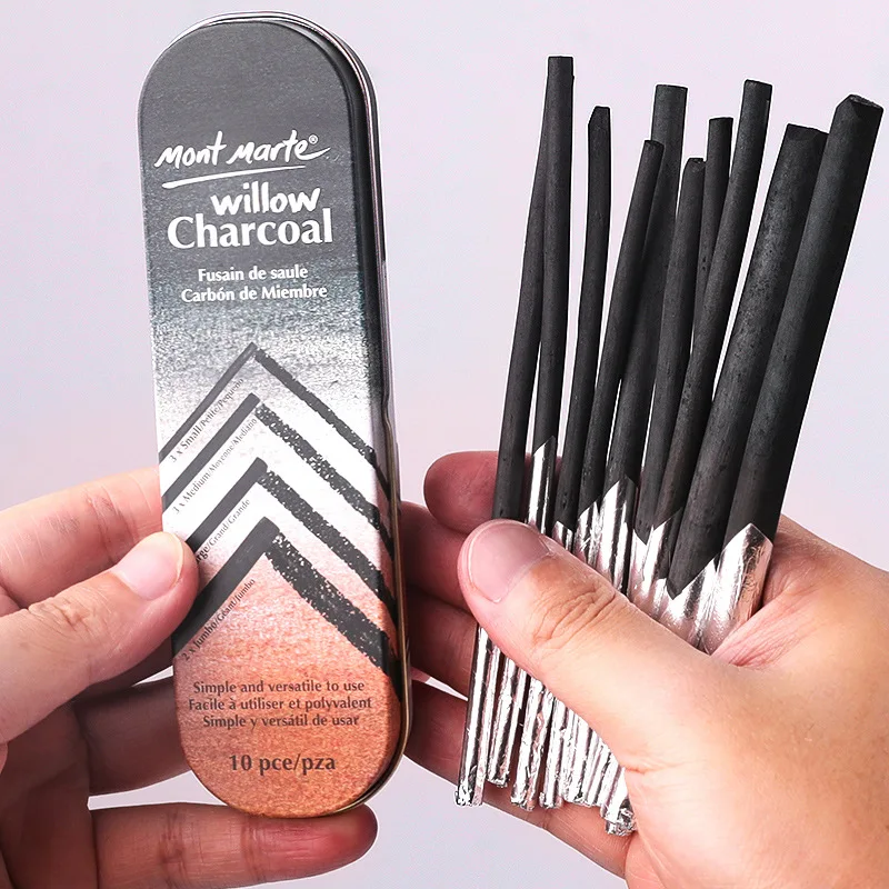10Pcs/box Professional of Sketch Pen Sketch Drawing Willow Charcoal Pencil Painting Design with Charcoal Strips Art Supplies
