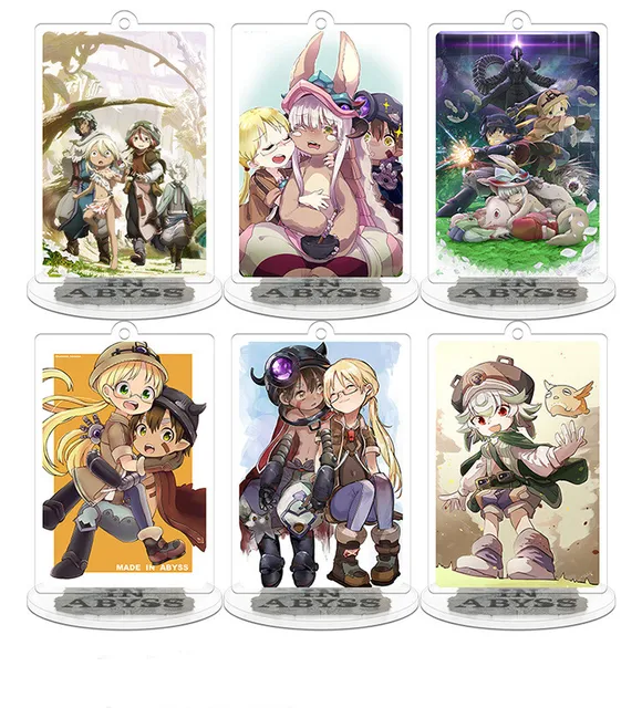 Anime Made in Abyss Characters Flat Rubber Keychain 8 Pieces Set