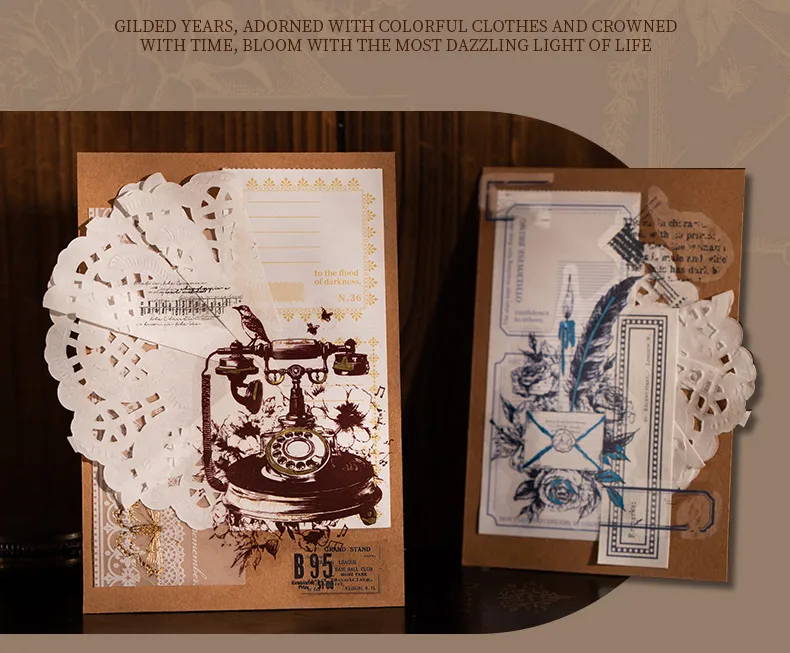 20 Stück Vintage-Thema von Online-Manuskript, PET-Aufkleber, DIY-Dekor, Junk-Journal-Aufkleber für Scrapbook, Etikett, Tagebuch, Album, Planer – Detail 6