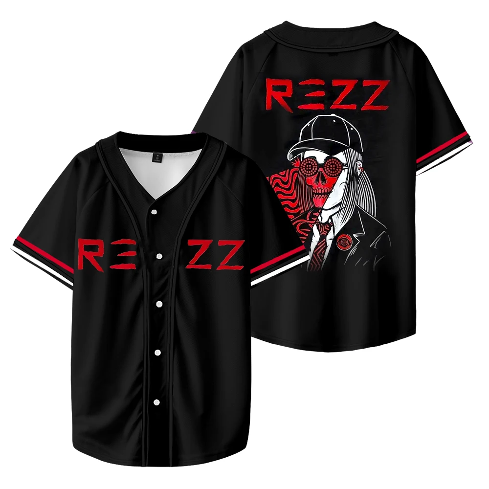 

Бейсбольная куртка Rezz Death Look, новые футболки с логотипом для женщин и мужчин, модная повседневная футболка с коротким рукавом