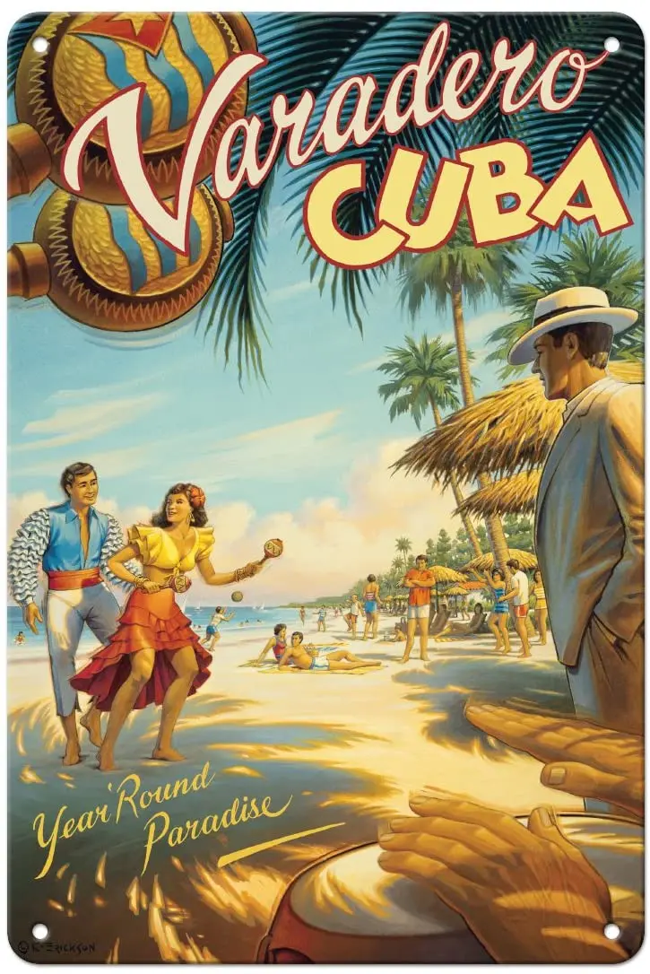 Pacifica Island Art Tek, Cuba-Anno Rotondo Paradiso-Ballerini Cubani Nativi Con Maracas-Poster Da Viaggio Vintage Di Kerne