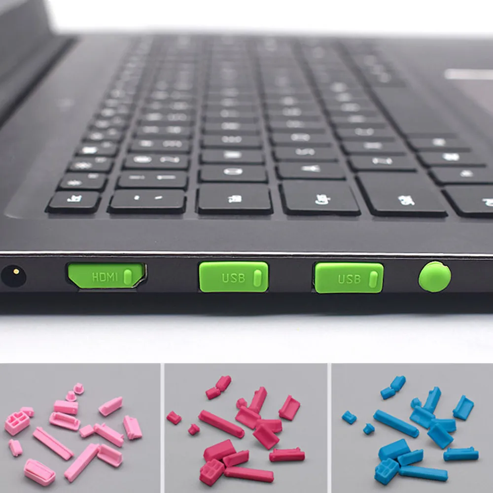 16pcs Laptop Interface Cover Silicone Anti Dust Plugs for USB HDMI Network Port VGA Rubber Plug Protect Cover Office Supplies