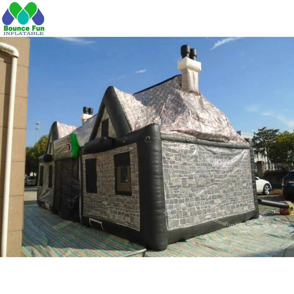 New Outdoor Giant Inflatable Irish Pub Tent With Whole Printing And Fire Place Airblown Bar House For Brisbane Beer Party 3