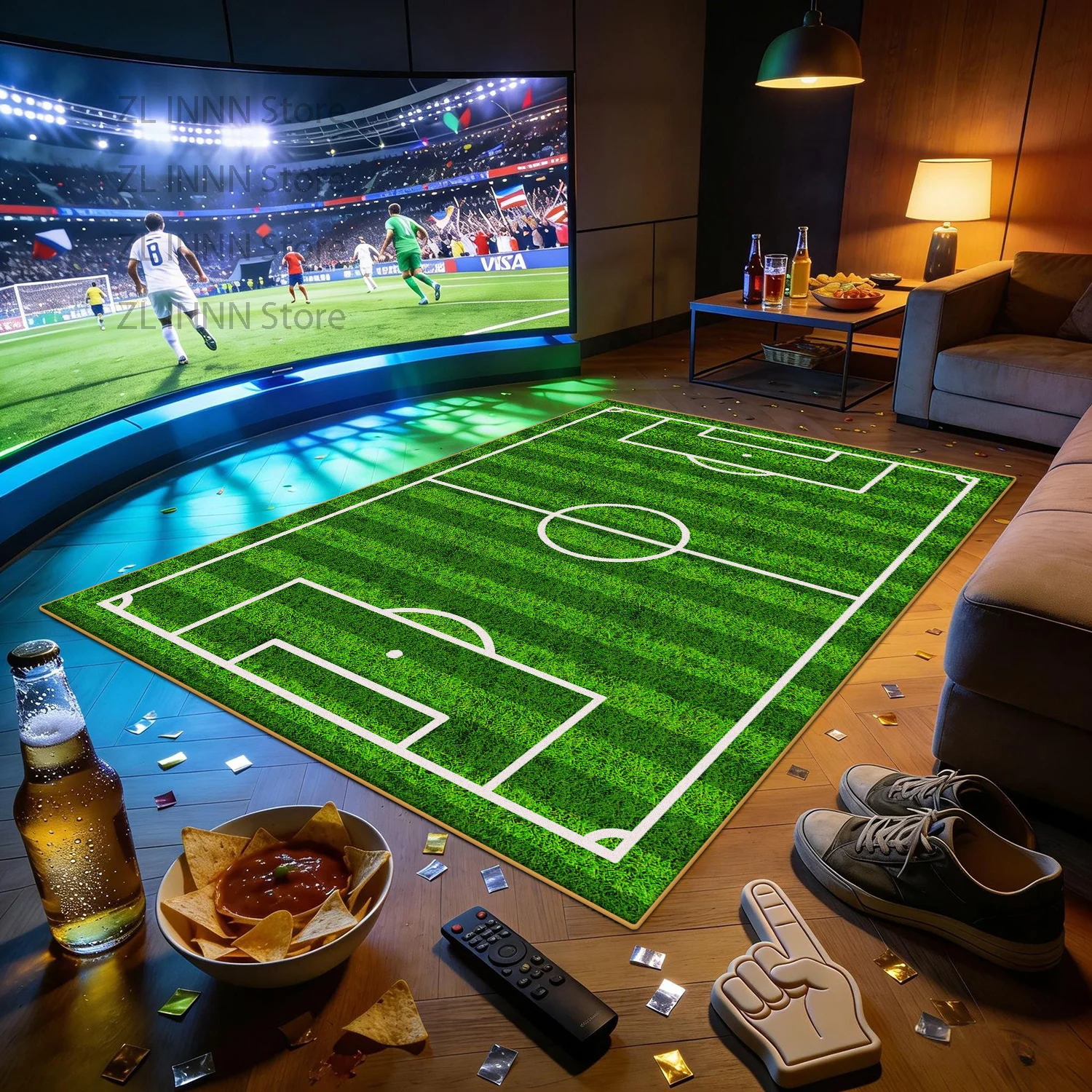 Soccer Field Large Area Sports Theme Rugs Decoration Home Living Room Fluffy Soft Carpet 200×300 Bedroom Game Pitch Mat Kids 2