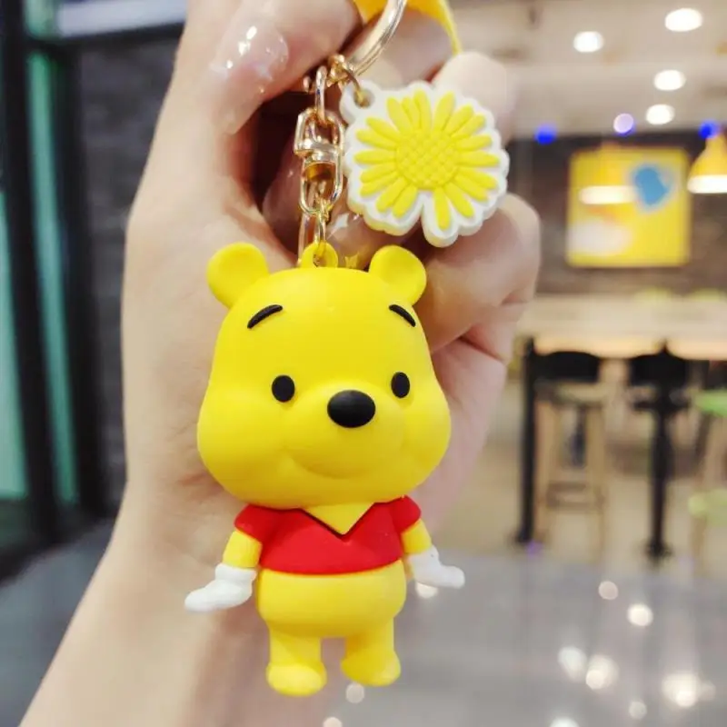 Disney Key Chains Winnie The Pooh 7Cm Cute Bear Student Gift Net Red Gadget  Silicone Mascot Bag High Quality Gifts for Childrens