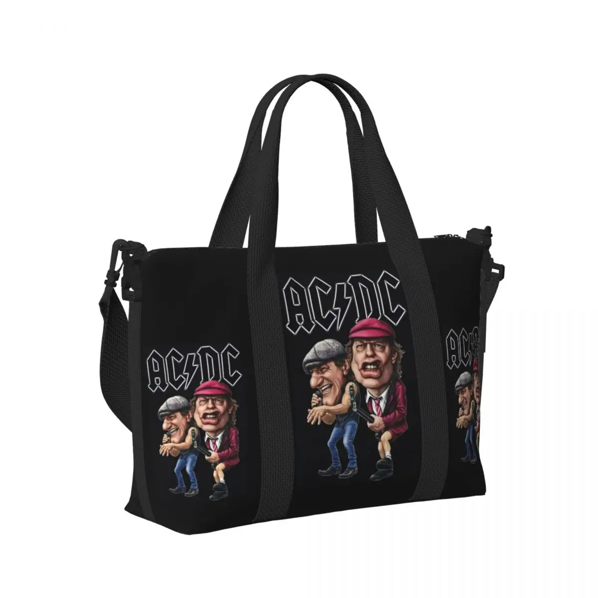 Australian Band Star AC DC Beach Tote Bag Women Extra Large Gym Carry Heavy Metal Rock And Roll Travel Shopping Bags