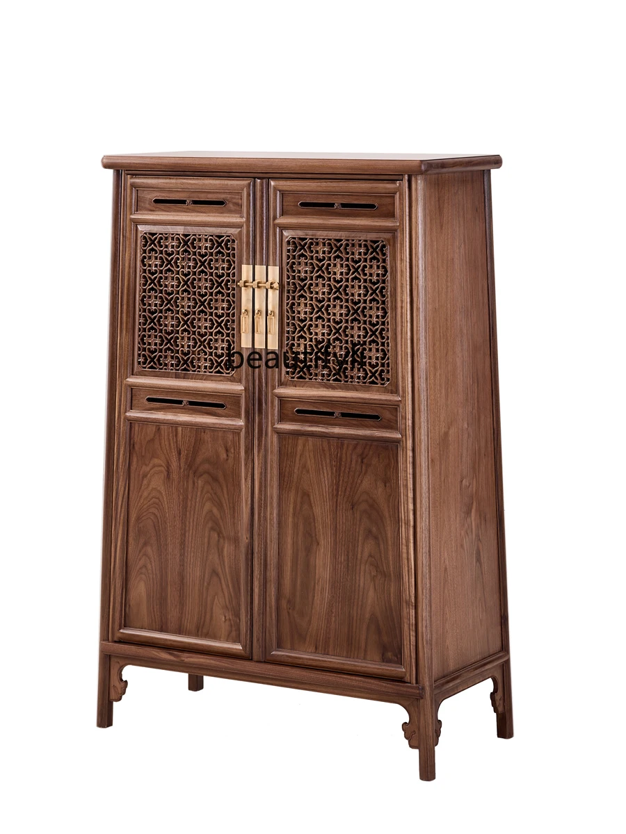 

New Chinese Classical Ming Style Tea Room Study Furniture Black Walnut Solid Wood Corner Cabinet round Corner Cabinet