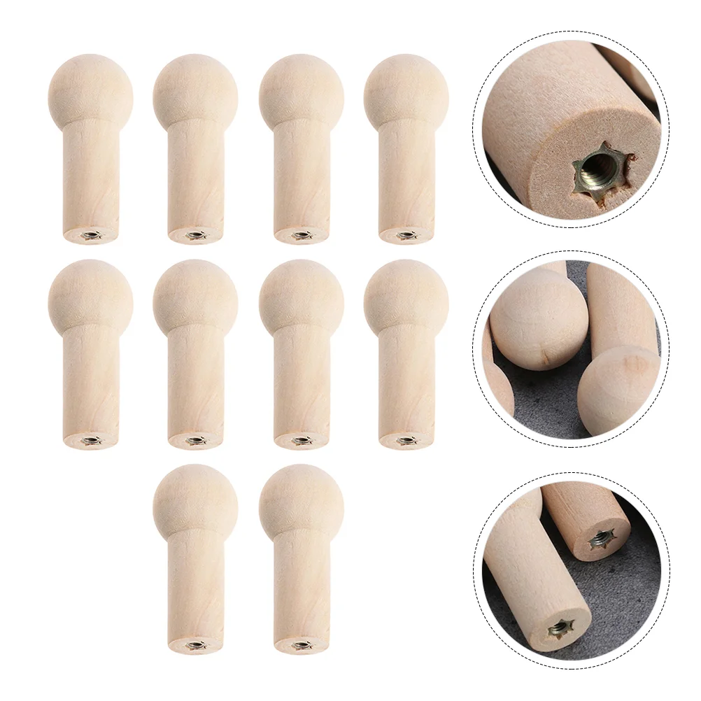 

10 Pcs Wooden Hook Accessories DIY Pegs Built-in Screw Decor Unfinished Nail