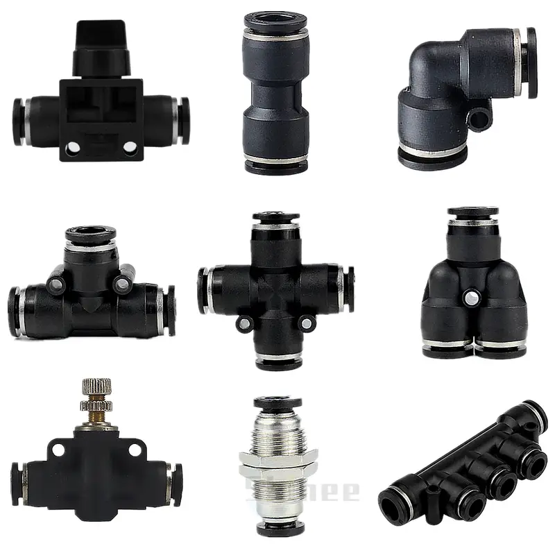 High Quality Black Pneumatic Fitting Pipe Connector Tube Air Quick Fittings 3/4/6/8/10/12/14/16mm PU PY PK PE PV SA HVFF  PZA PM - Image 2