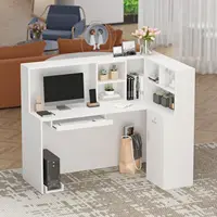 Modern Reception Desk Front Counter, Large Storage Shelves and Drawers, Retail Counter for Room, Reception Desks 1
