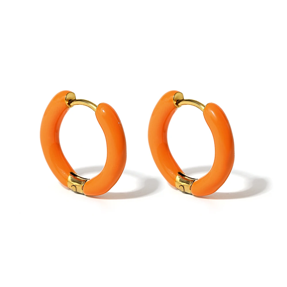 Colorful Neon Enamel Huggie Hoops for Women