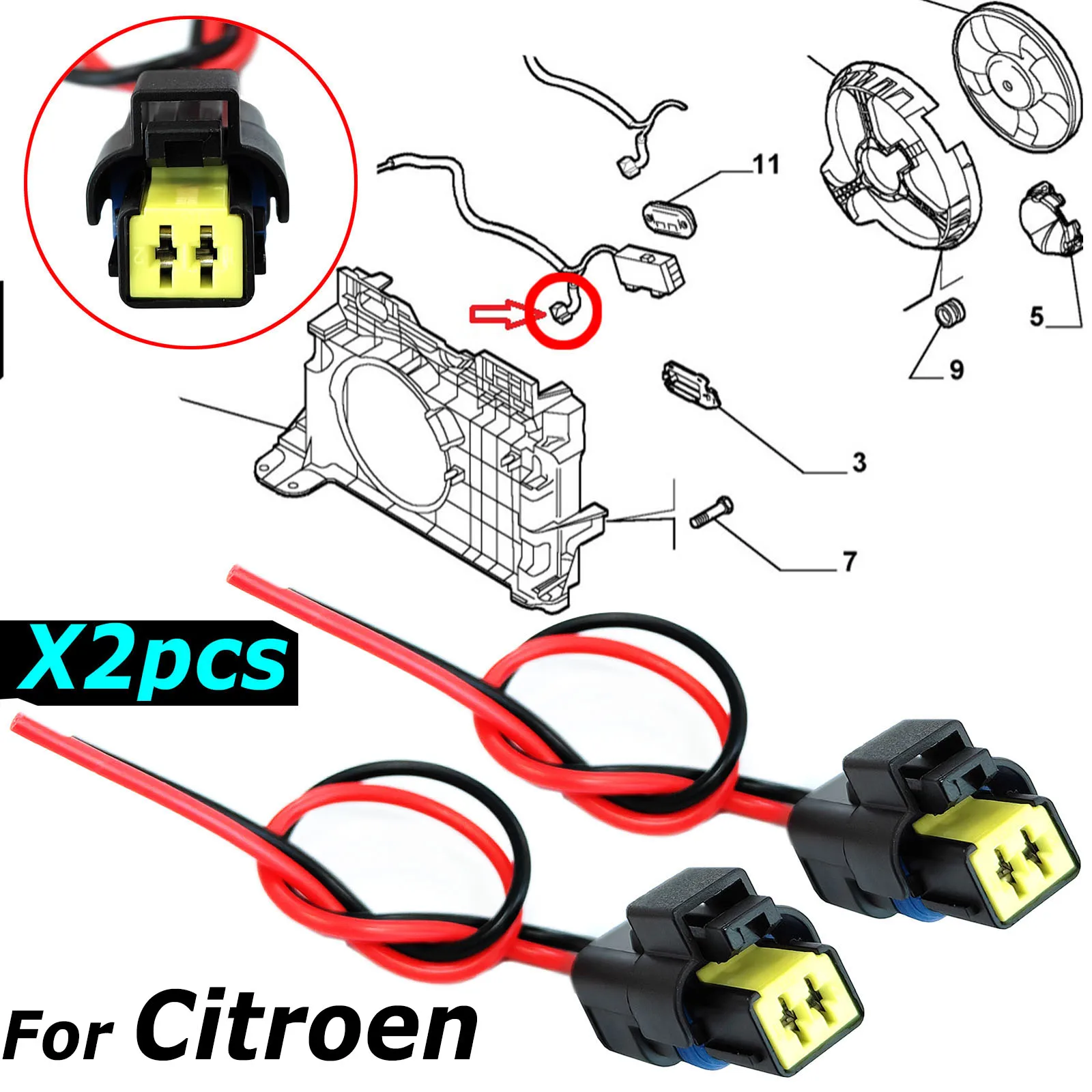 2x Connettore Sensore Temperatura Acqua A 2 Pin - 90980-11062 Per Radiatore Auto
