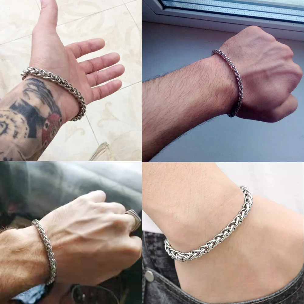 Stainless Steel Bracelet Chain Bracelet 4/5/6/8mm Width 19/21/23 cm Length Stainless Steel Flower Basket Chain Bracelet Hand Jewelry Never Rust