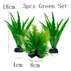 Vibrant Aquatic Plant Decor - Lifelike Underwater Grass Ornament (Green Set)