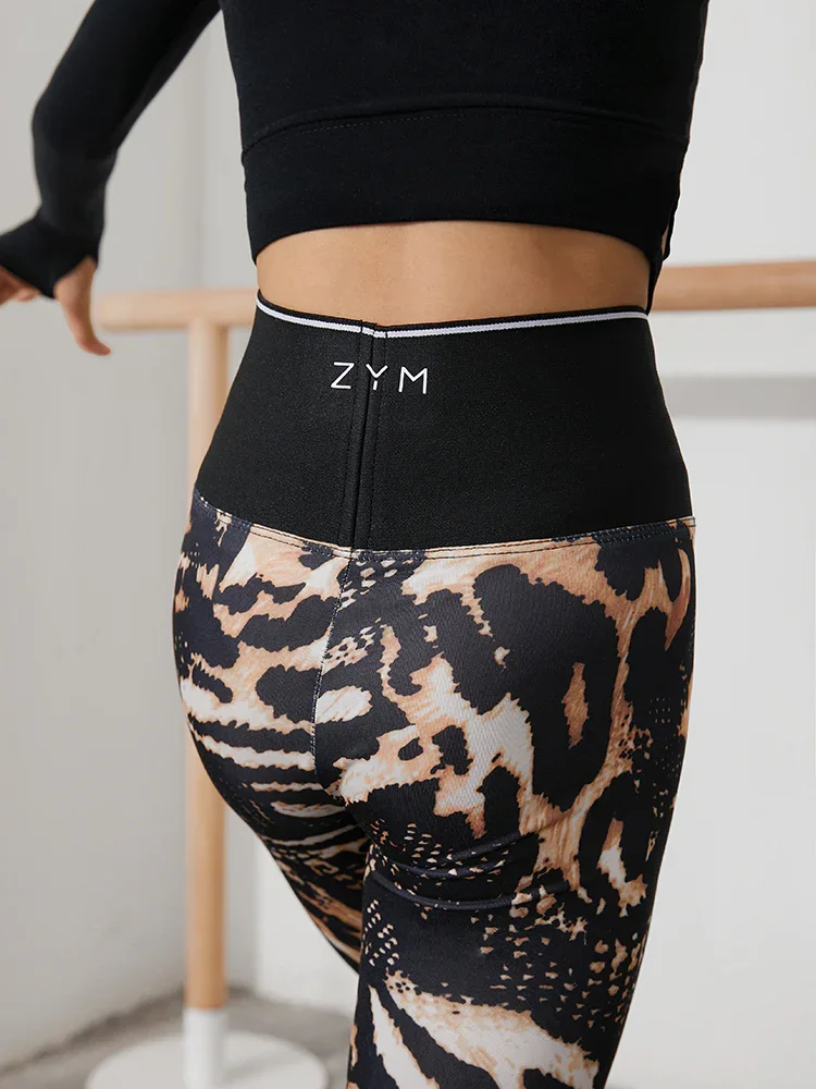 ZYM Girls Latin Dance Leggings Leopard Print Black