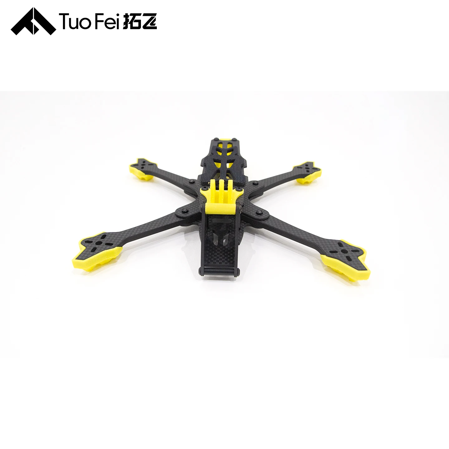 Détail du châssis drone FPV TUOFEI 3 pouces en fibre de carbone, montrant la structure légère et résistante