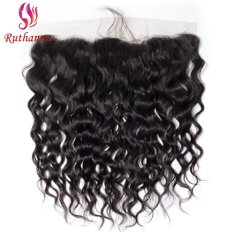 Water Wave 13x4 Lace Frontal Human Hair Pre-Plucked Natural Color Brazilian Virgin Hair Transparent Lace Closure For Women