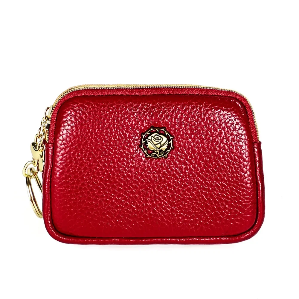 Simple Genuine Leather Women Coin Purse Double Zipper Small Purse Wallet Mini Purses 5