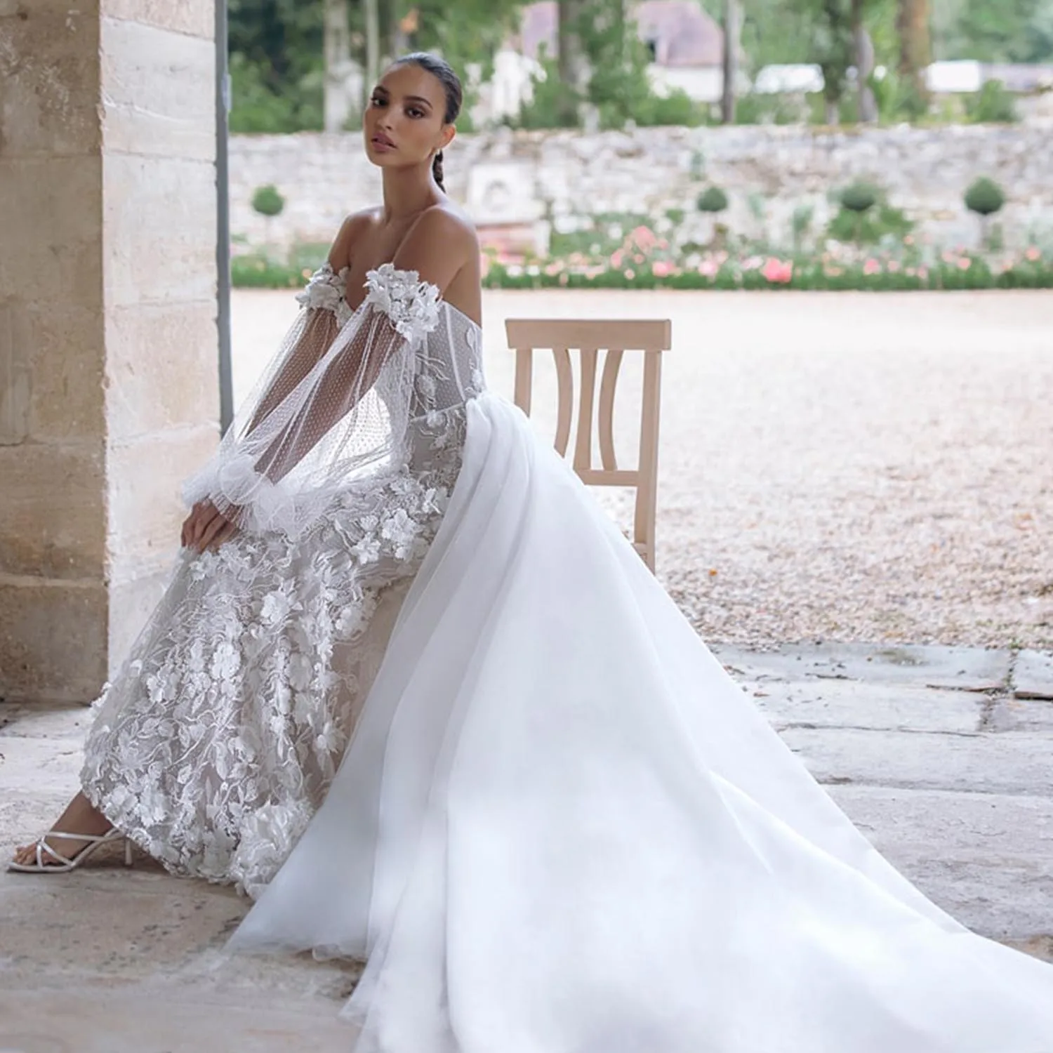 fitted lace wedding dress Mermaid Unique Romantic Vintage Ivory Beach Wedding Dresses WD027 –  bridalsew main image 1