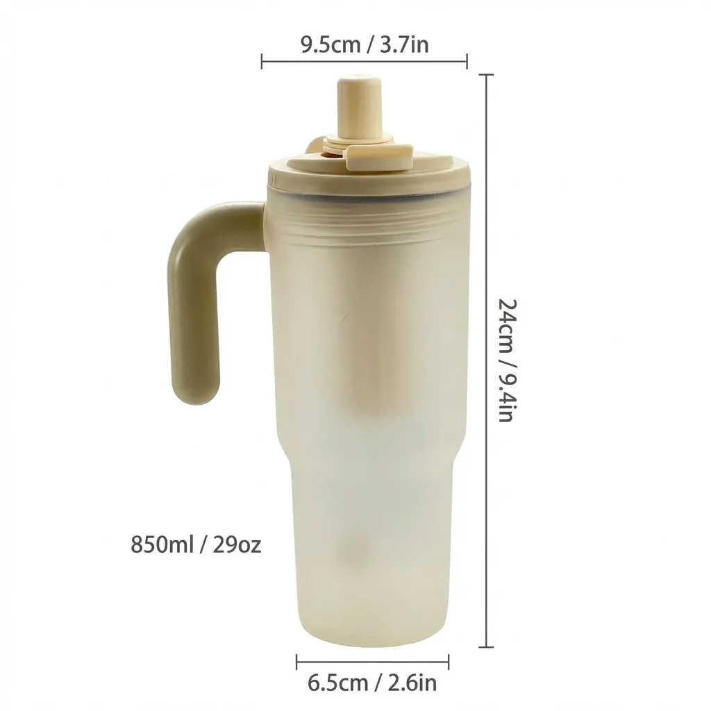 Large Capacity Heat-Resistant Transparent Water Bottle with Straw and Strainer
