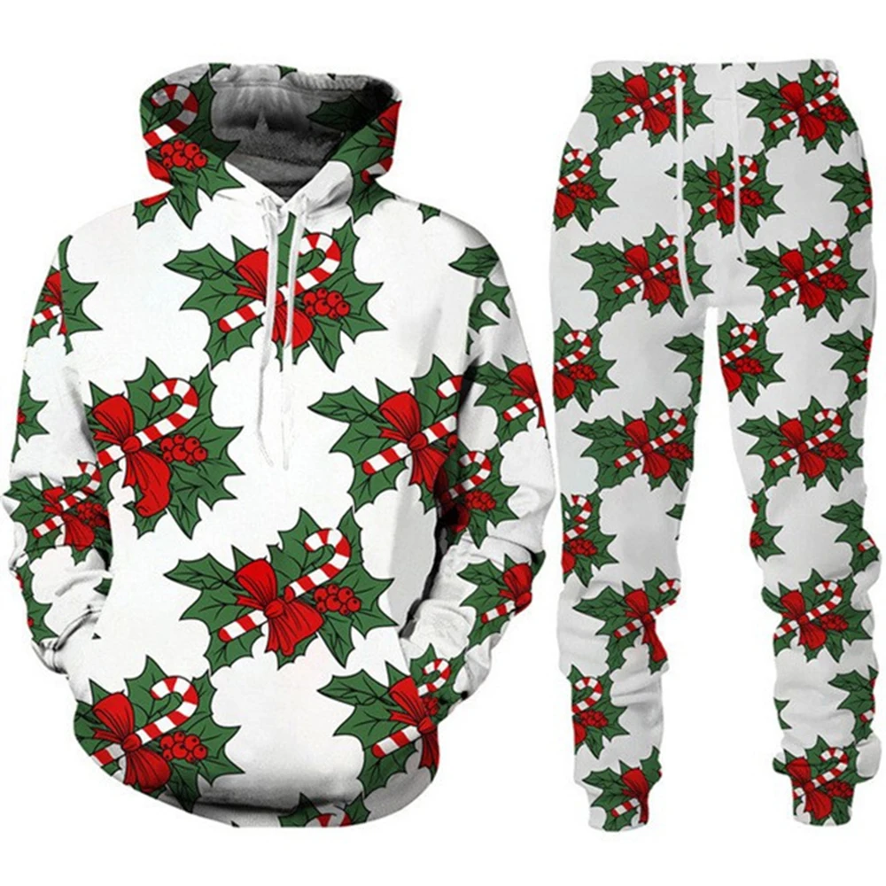 Europe and the United States Christmas new 3D digital printing hooded sweater sweater pants leggings suit home wear sweater