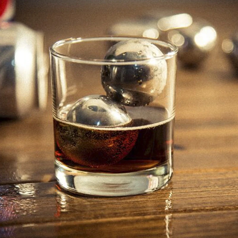 Steel Cubes,38/55MM Ice Cube Stainless,Stainless Steel Whiskey Stones,Round Ice Grain Wine With Frozen Alcohol Metal Ball