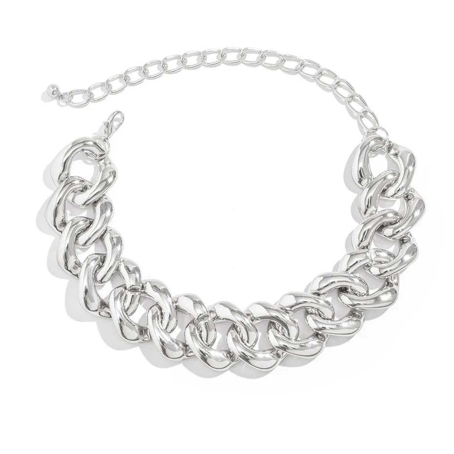 Übertriebene geometrische CCB Chunky-Kettenhalskette für Damen, kreative verdrehte dicke Halskette, Grunge-Steampunk-Schmuck für Herren – Detail 8
