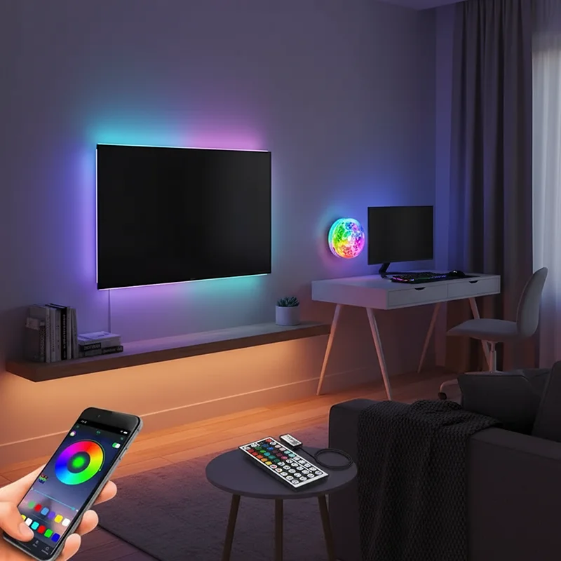 Smart RGB LED Strip Lights with WiFi App Control – Flexible Room Decor Lamp Tape