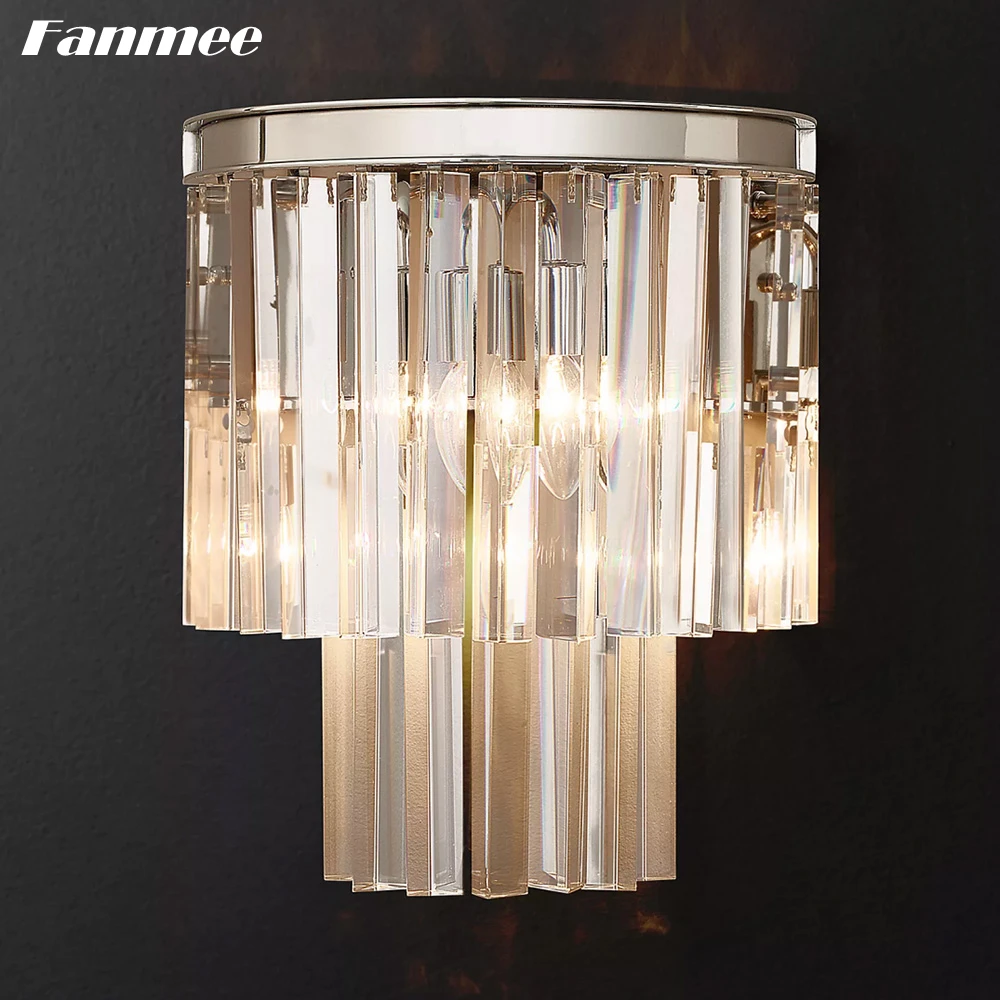 

Modern Crystal Wall Lamps Nickel Black Brass Metal Classic Odeon Sconce Indoor Helix Prism Crystal Wall Lighting for Bedroom