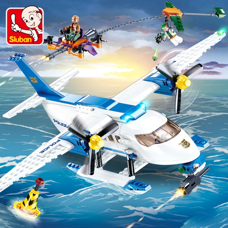 Sluban Building Block Toys City Police 380 Pezzi Mattoni B0826 Caccia Di Air Compatbile Con Marchi Leader Kit Di Costruzione