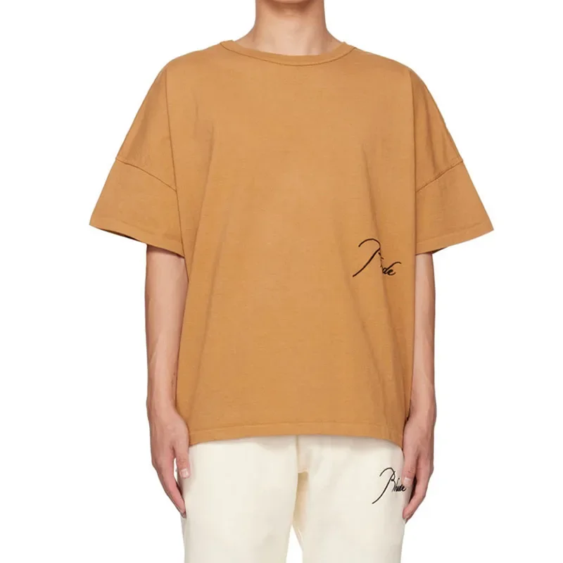 

New RHUDE Simple Logo Print Summer Oversized Fashion Rhude Men's T-Shirt Short Sleeve for men gym