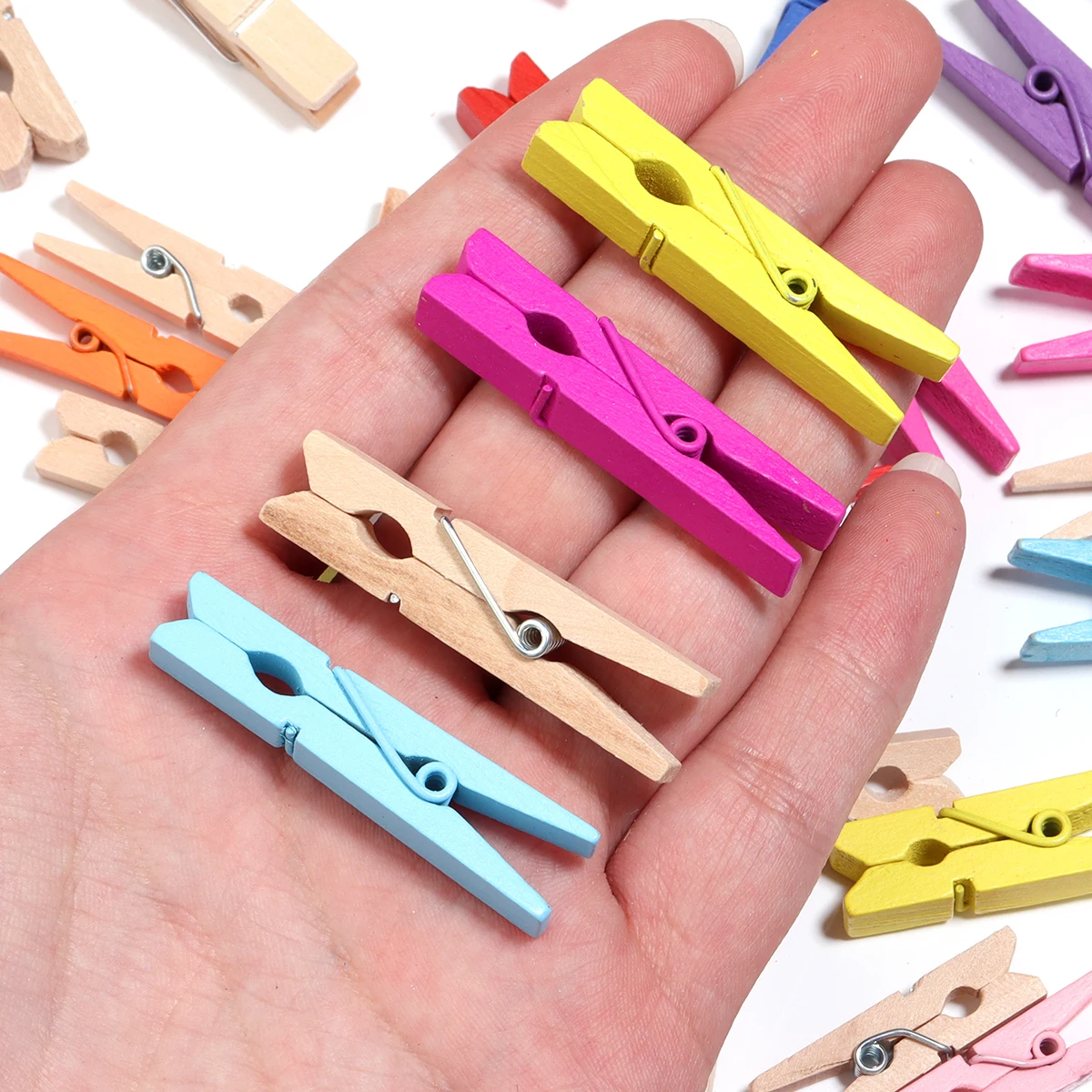 20-50Pcs/lot Colored Wooden Clips Multi-size Wood Clamps Multi-use Home Supplies DIY Book Photo Clip Garment Sewing Aid Clip sewing clips garment clips clothes clips