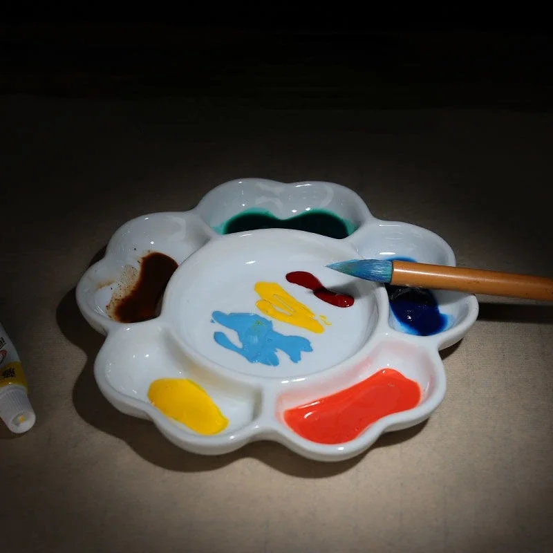 Watercolor Palette 7-grid Ceramic Paint Tray Color Palette Jingdezhen Firing Artist-grade Gouache Acrylic