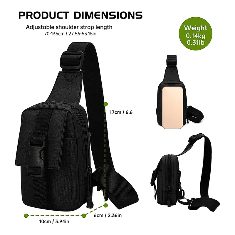 

Man Chest Bag Portable Phone Pocket Cross Body Shoulder High Quality Solid Color Outdoor Male Crossbody Bags