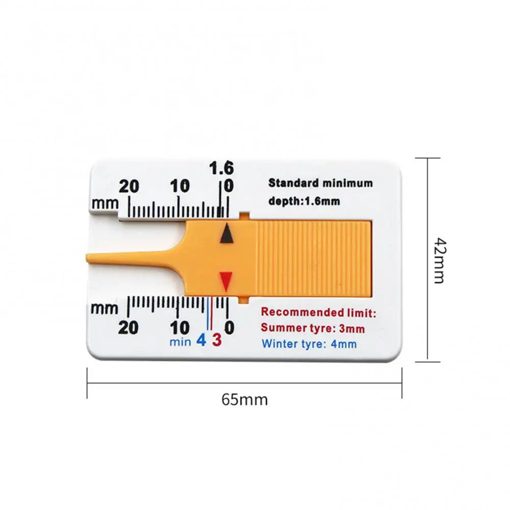 

0-20mm Portable Plastic Tire Tread Depth Gauge Vernier Caliper Measuring Tool