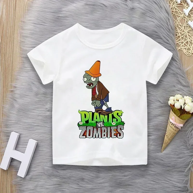Plants Vs. Zombies Casual Printed T-Shirt for Kids - Short Sleeve Family Matching Outfit