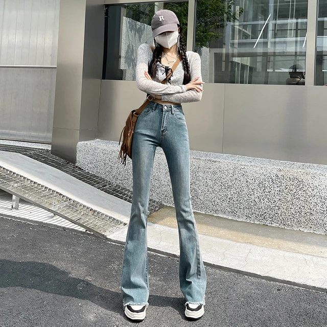 Women's Flared Jeans Fashion Vintage Casual High Waist Flare Pants – Arimonz