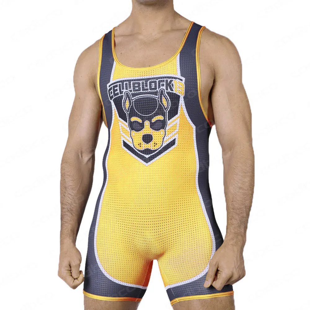 

Wrestling Singlets Suit Men's One Piece PowerLifting Bodysuit Gym Sports Fitness Skinsuit Iron Sleeveless Weightlifting Clothes