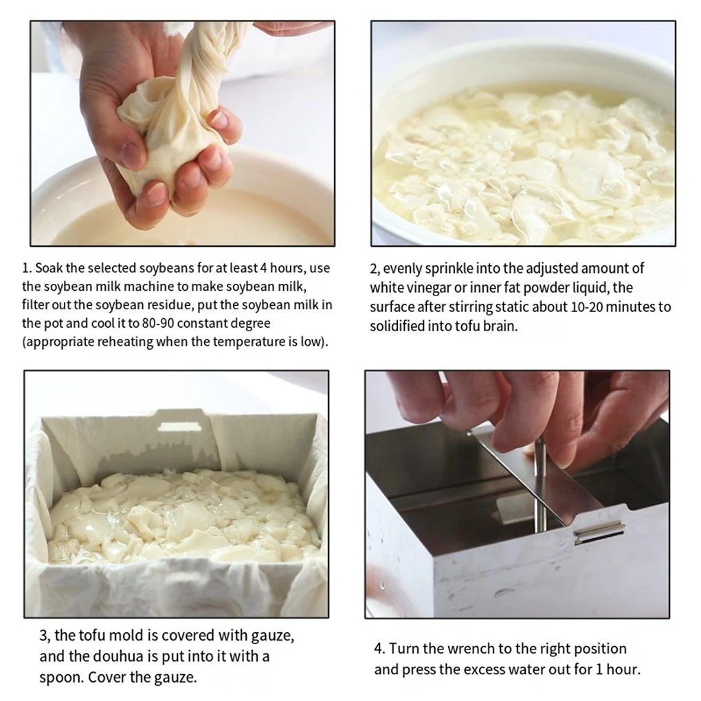 Tofu Press Cheese Making Molds Maker Food Grade Stainless Steel Mold Mould Curd Tool Soybean Box Squeezer Kit Tempeh Presser