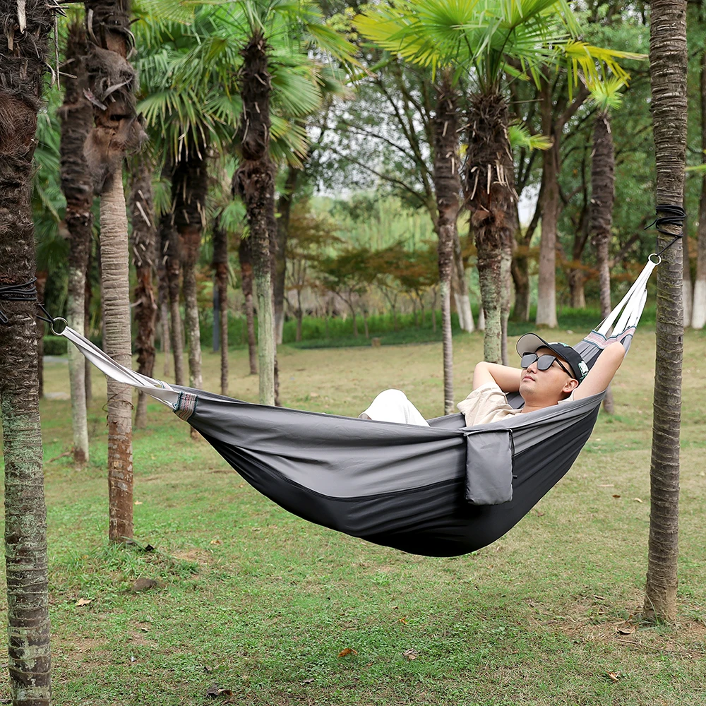 Portable Hanging Hammocks Single Person for Travel Beach Outdoor Camping Colorful High Strength Parachute Fabric Bed Storage Bag 2
