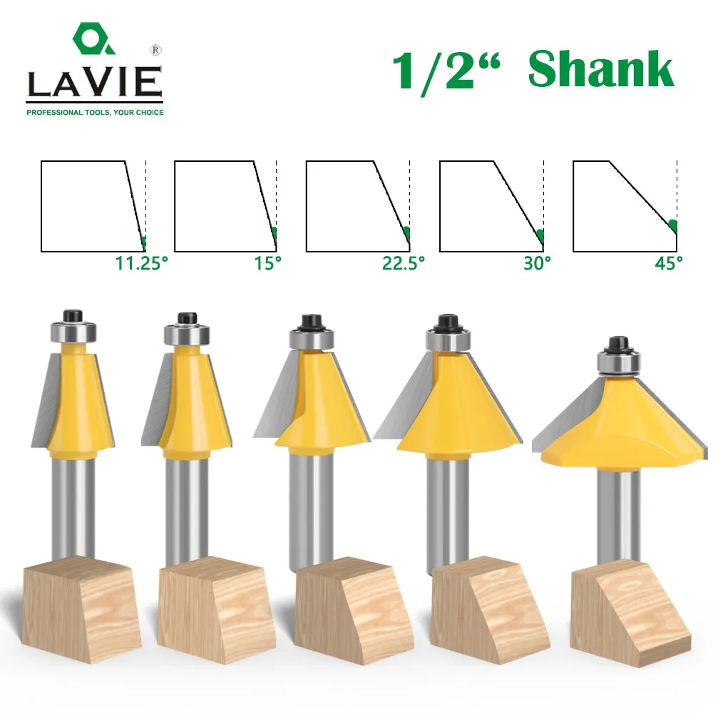 Fresa Per Smussatura Utoolmart – Gambo 1/2'', D 1-3/4'', 45°, In Carburo, Per Legno